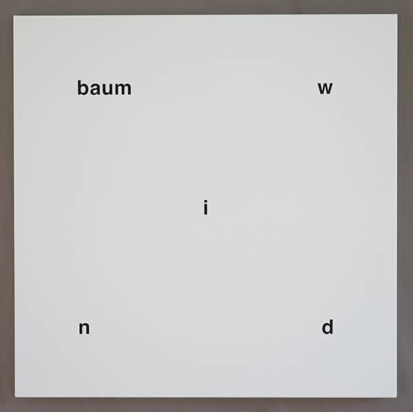 eugen gomringer, 1968 / 2016 baum - wind 100 x 100 x 4,5 cm,  serigrafie auf leinwand auflage 3 signiert und nummeriert